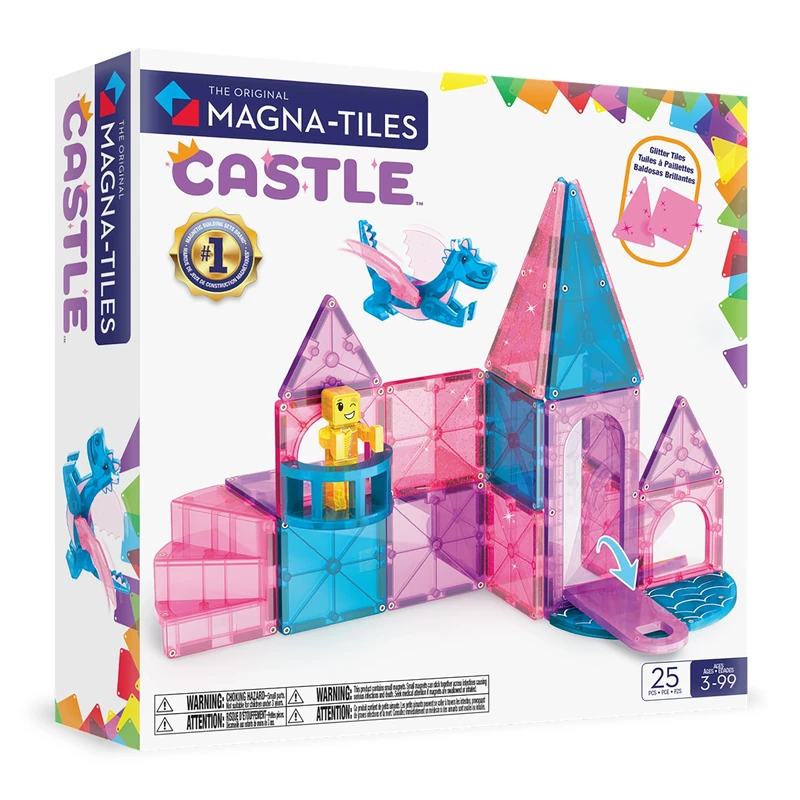 Magna-Tiles Castle 25-Piece Magnetic Construction Set, The Original Magnetic Building Brand