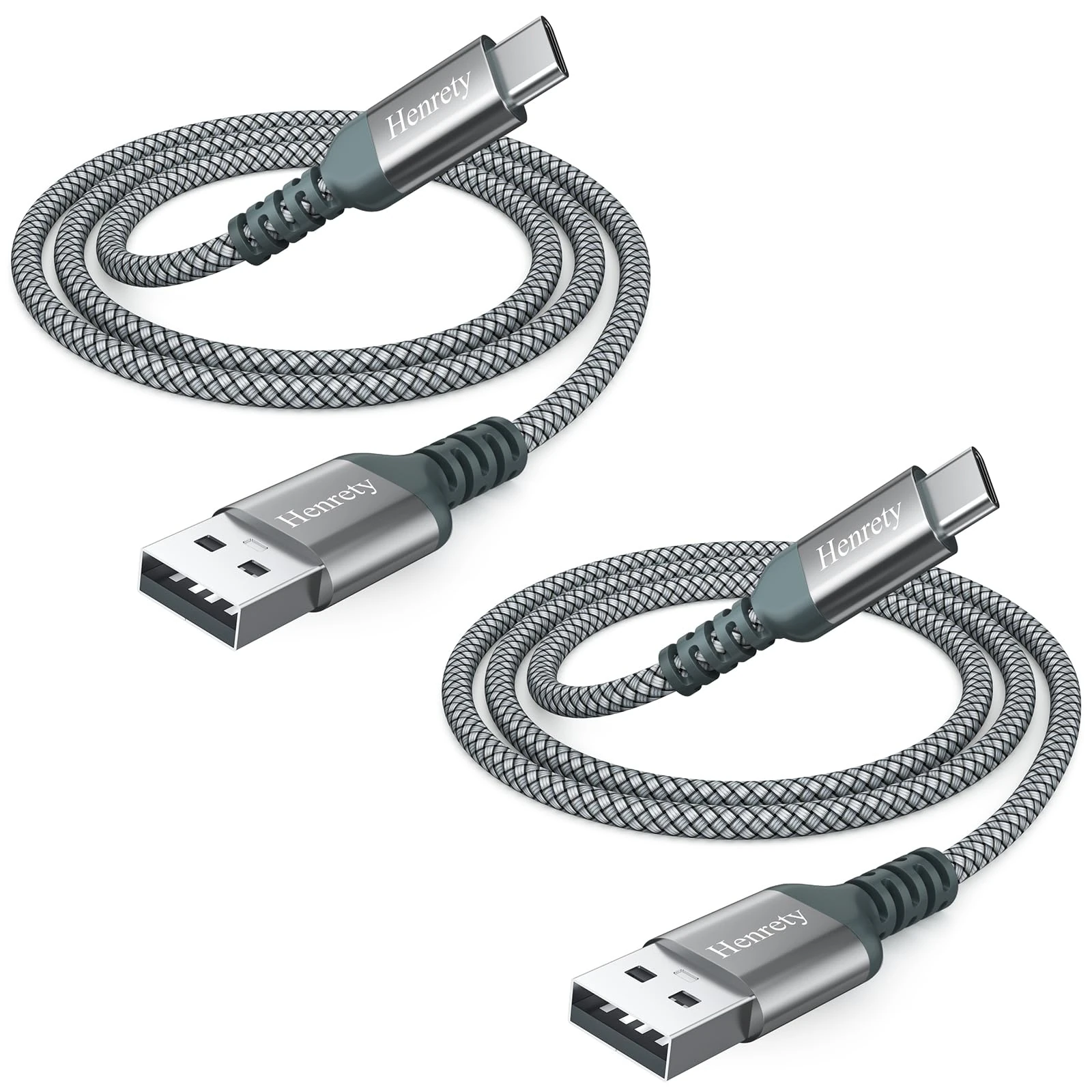 Henrety USB to USB C Cable, Fast Charging Type C Cable for iPhone 16/16 Pro Max 15 Pro 15 Plus, iPad, Galaxy and Other Type-C Devices (2 Pack) (6.5ft)