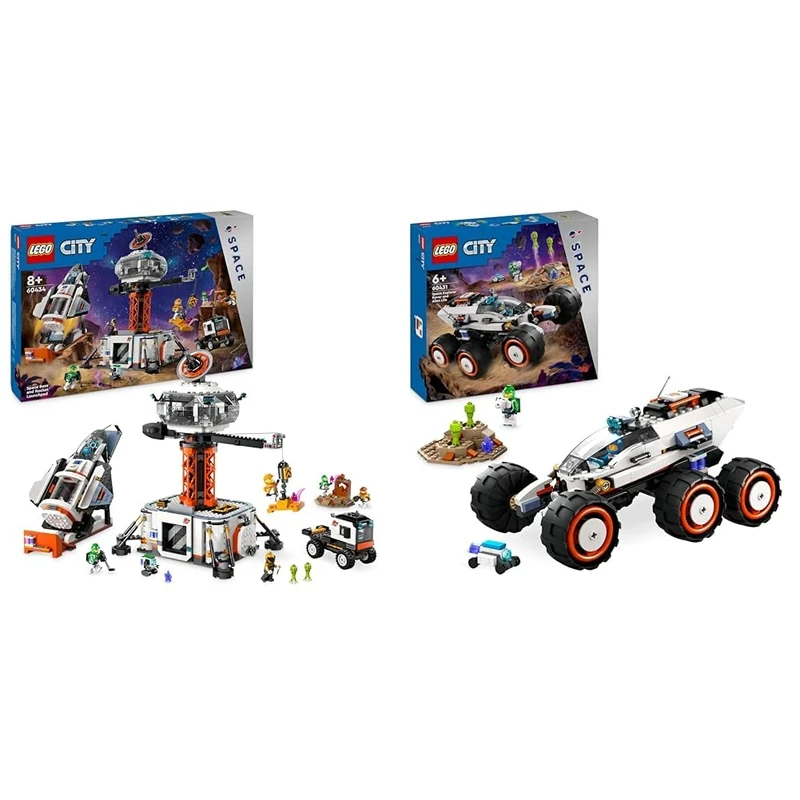 LEGO City Space Base and Rocket Launchpad Set, Toy for 8 Plus Year Old Boys & Girls & City Space Explorer Rover and Alien Life Building Toys Set for 6 Plus Year Old