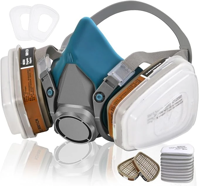ANUNU Blue Respirаtor Mask with filters, Painting Respirator for Painters, Dust, Epoxy Resin, Chemical, Woodworking, Welding