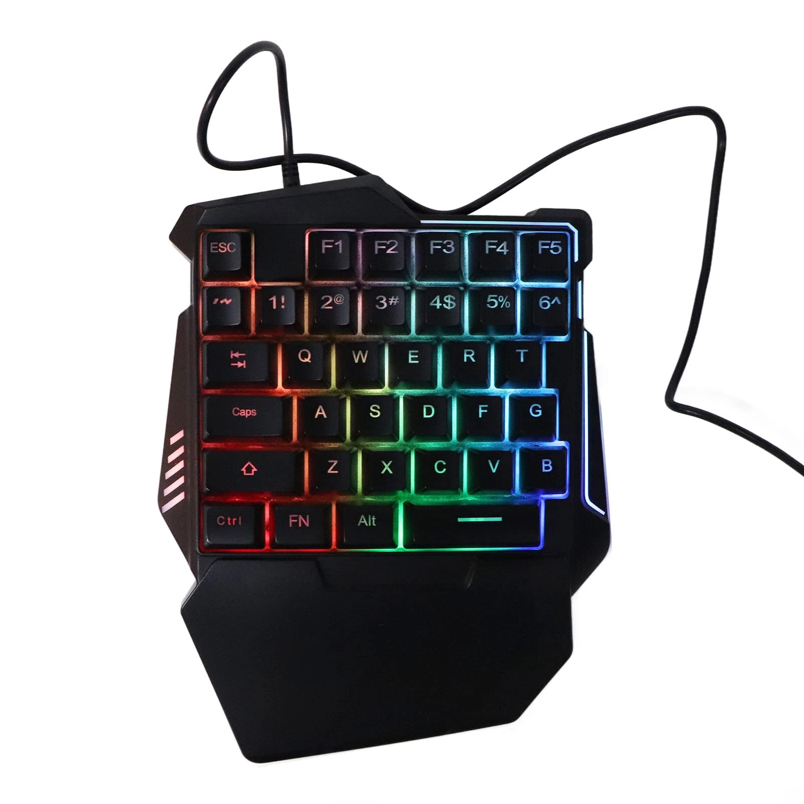 VBESTLIFE One Handed Gaming Keyboard, 35 Keys RGB Backlit Single Hand Game Keyboard USB Wired Ergonomic Gaming Keypad with Wrist Rest, for PC Gamer