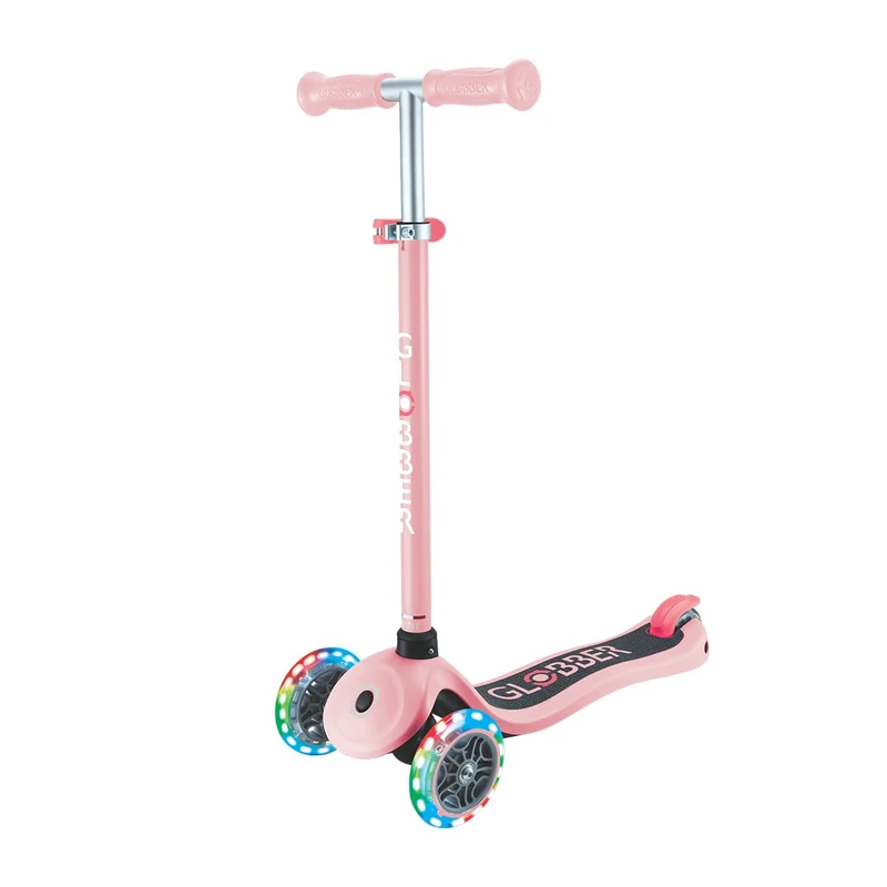 Globber Primo 3 Wheel Scooter With Light Up Wheels for 3 to 7 Years - Max User 50kg - 2 Year Warranty (Pastel Pink) - Image 1