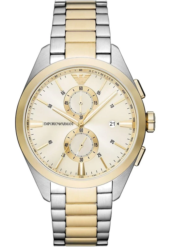 Emporio Armani Watch for Men, Quartz 2 sub dial Chronograph Movement and 43mm Case Size with Stainless Steel Strap