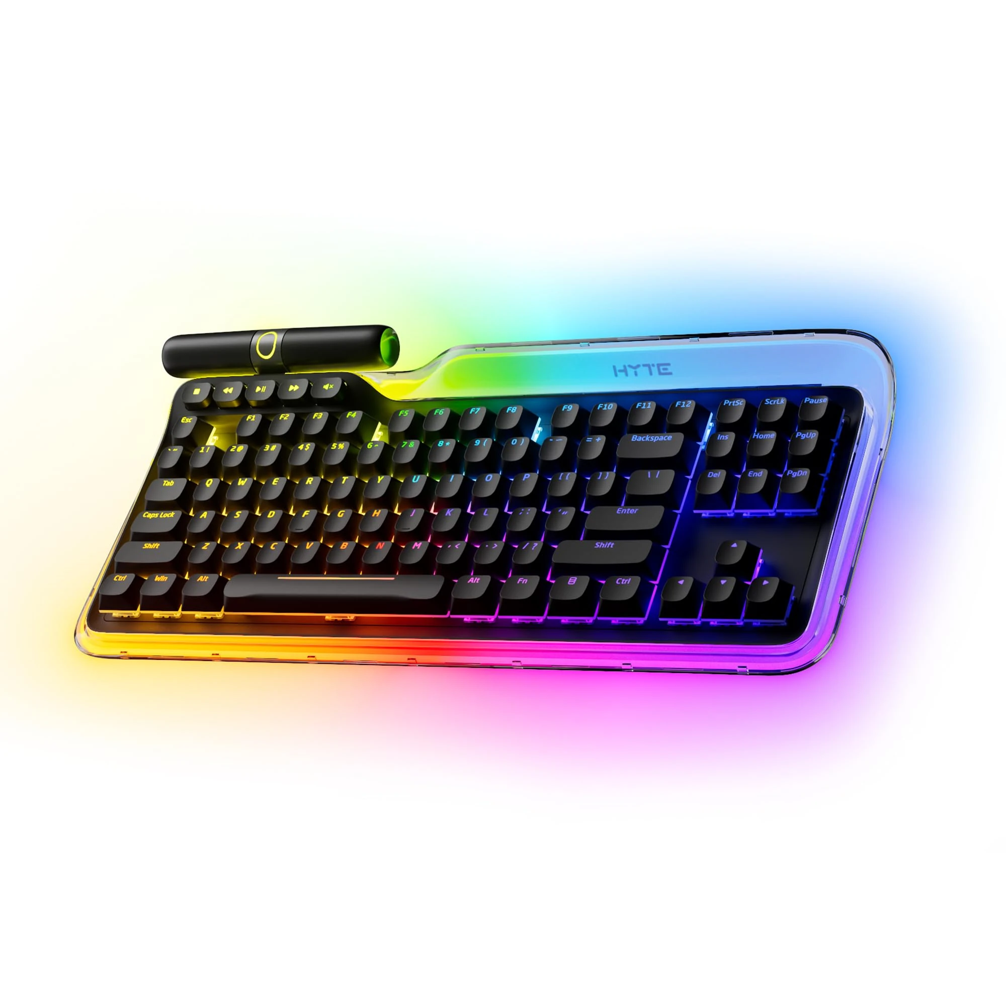 HYTE Keeb TKL - Modern Human Interface - Customizable Tenkeyless Wired Crystal Bubble RGB Gasket Mounted Mechanical Keyboard - Fluffy Lavender Linear Switches - Crystal/Black