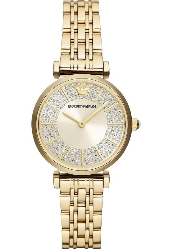 Emporio Armani Watch for Women, 32mm Two Hand Quartz Movement with Gold Tone Stainless Steel Strap