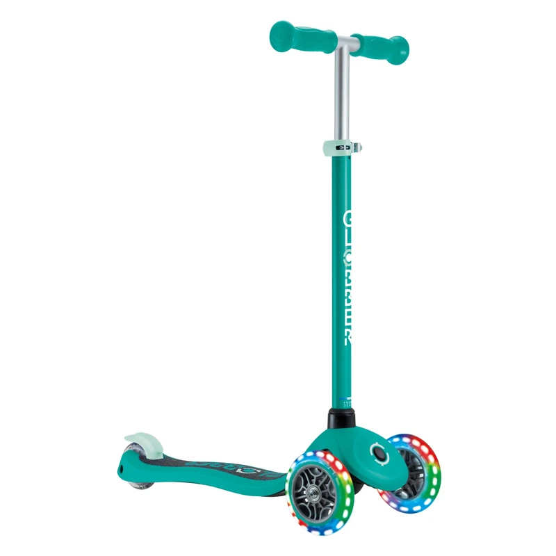 Globber Primo 3 Wheel Scooter With Light Up Wheels for 3 to 7 Years - Max User 50kg - 2 Year Warranty (Emerald Green)