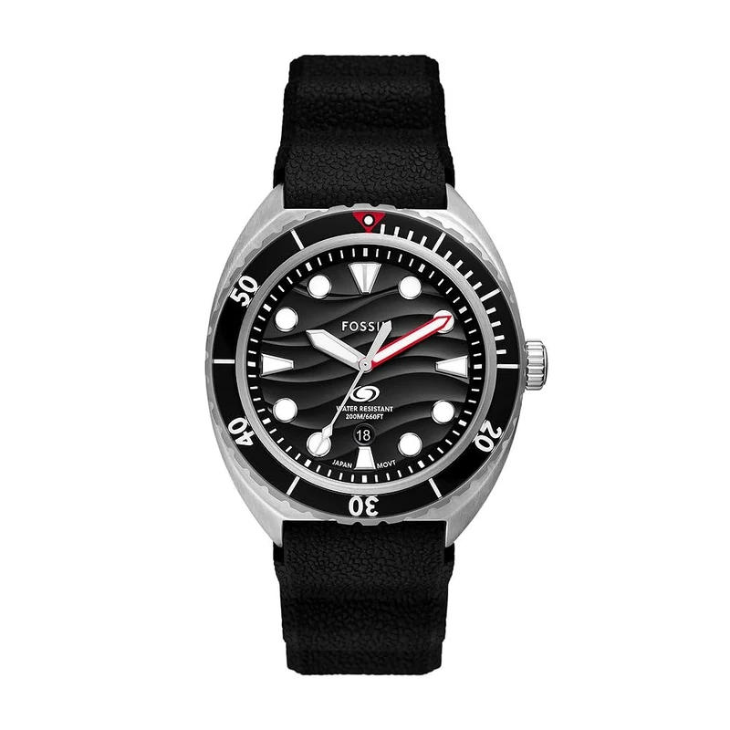 Fossil Breaker Watch for Men, Quartz Three Hand Date Movement with Stainless Steel or Silicon Strap - Image 1
