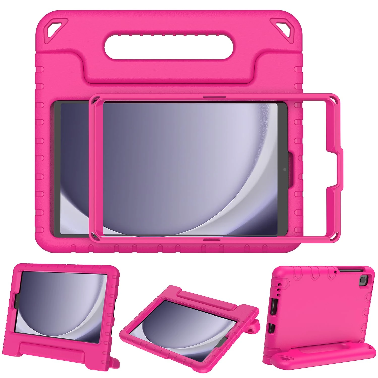 SINSO Kids Case for Samsung Galaxy Tab A9 8.7 Inch 2023 and A7 Lite - With Screen Protector, Shockproof Cover Handle Stand for Galaxy A9 & A7 Lite 2021 - Rose