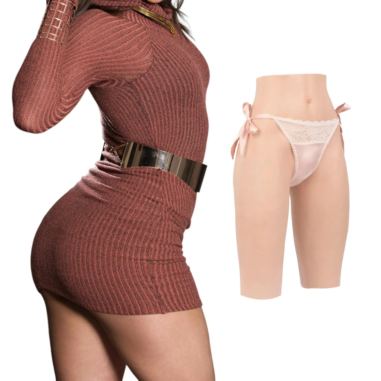 Cyomi Silicone Panty Hiding Gaff Hips Enhancer Insertable Underwear for Crossdresser Transgender Drag Queen Size Yellow