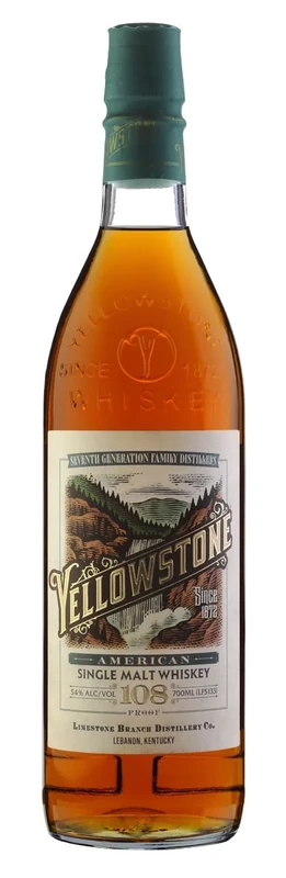 Yellowstone American Single Malt Whiskey, 100% malted barley aged in new charred American oak, 54% ABV