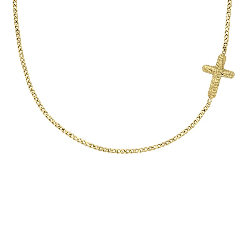 Fossil Harlow Women's Gold Stainless Steel Necklace JF04748710, Length: 406.4mm, Width: 9mm, Height: 13.20mm, Stainless Steel, No Gemstone