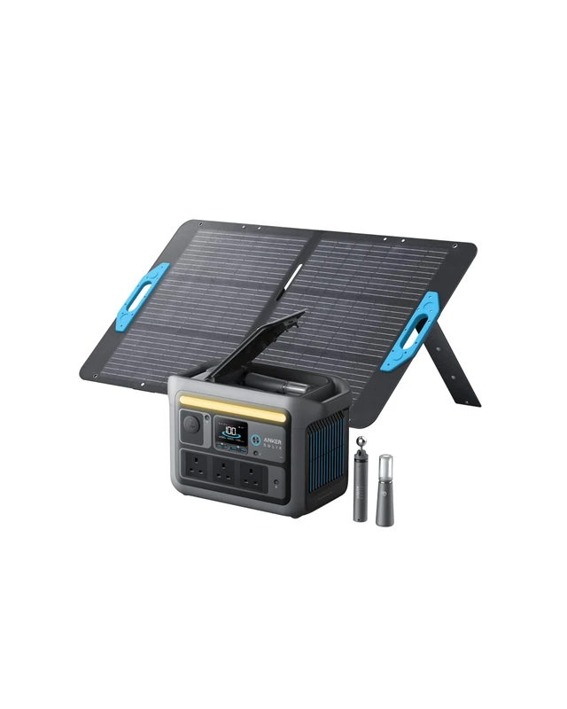 Anker SOLIX C800 Plus Portable Power Station with 100W Solar Panel, 1200W (Peak 1600W) Solar Generator with Camping Lights, 768Wh LiFePO4 Battery for Outdoor Camping, RVs, Road Trip, and Power Outages