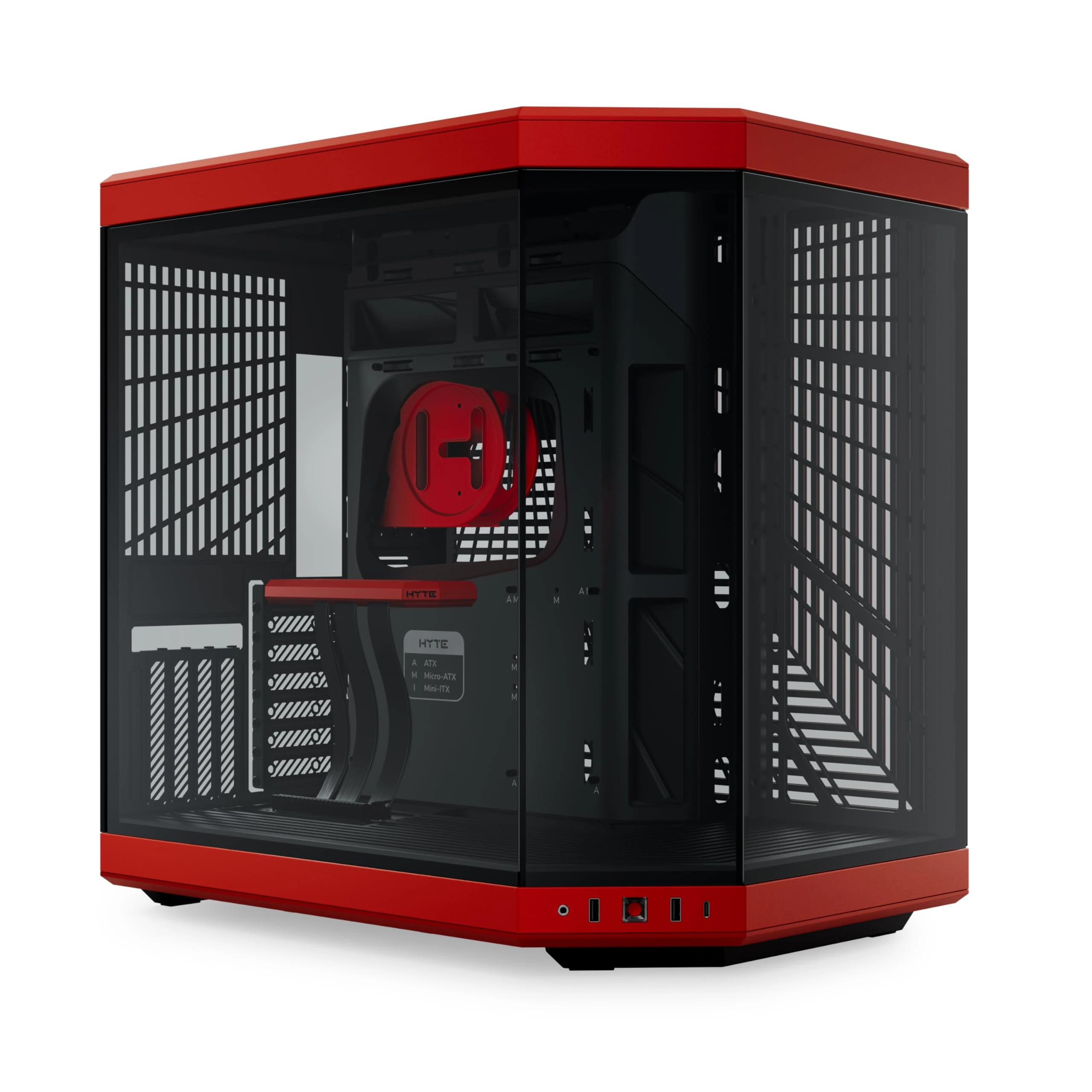 HYTE Y70 Upgraded Modern Aesthetic Dual Chamber Panoramic Tempered Glass Mid-Tower ATX Computer Gaming Case with PCIE 4.0 Riser Cable Included, Red (CS-HYTE-Y70-BR)