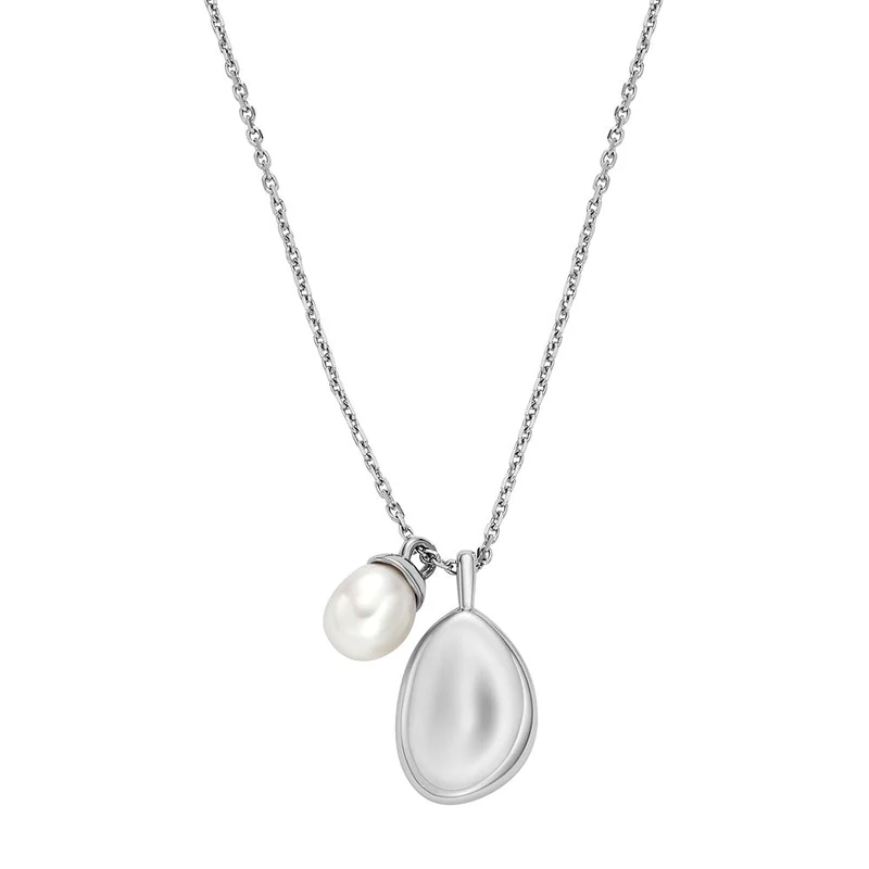 Skagen Women's Stainless Steel or Semi precious with lobster clasp closure Pearl Pendant necklace