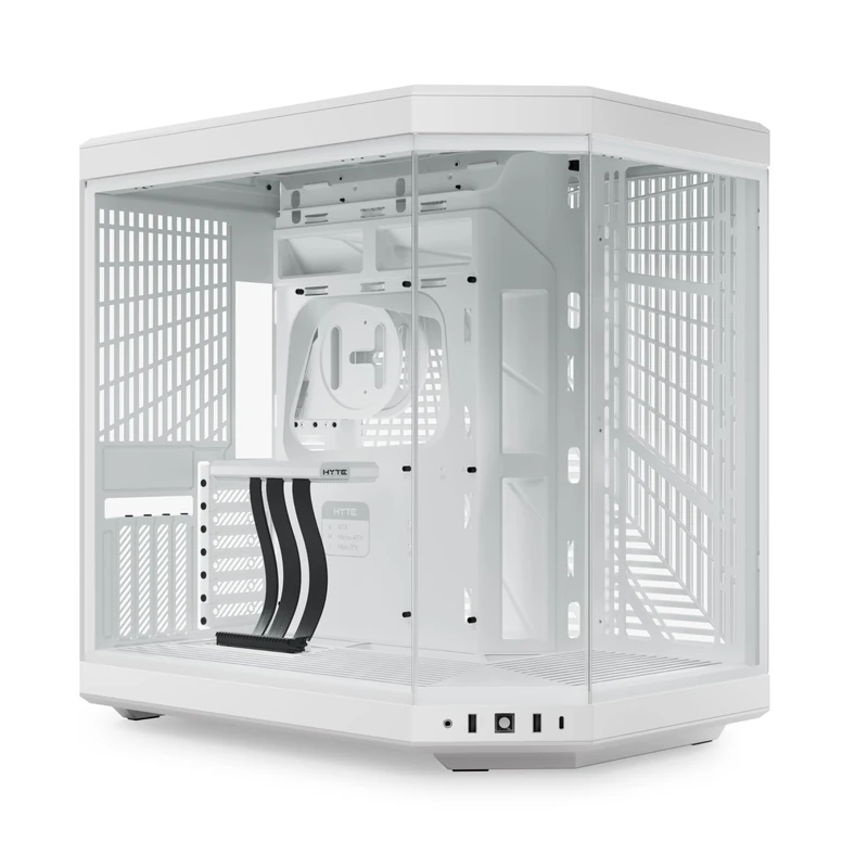 HYTE Y70 Upgraded Modern Aesthetic Dual Chamber Panoramic Tempered Glass Mid-Tower ATX Computer Gaming Case with PCIE 4.0 Riser Cable Included, Snow White (CS-HYTE-Y70-WW)