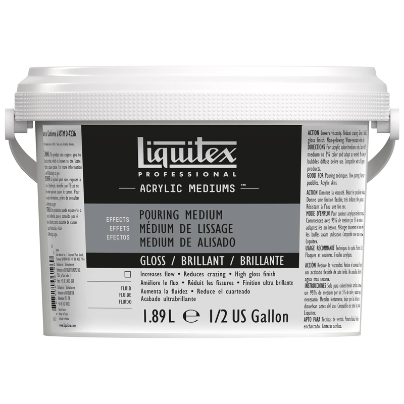 Liquitex 5343 Professional Pouring medium, waterproof, non-yellowing, flexible, increases paint flow - acrylic paint pouring medium 1.89 litre bottle