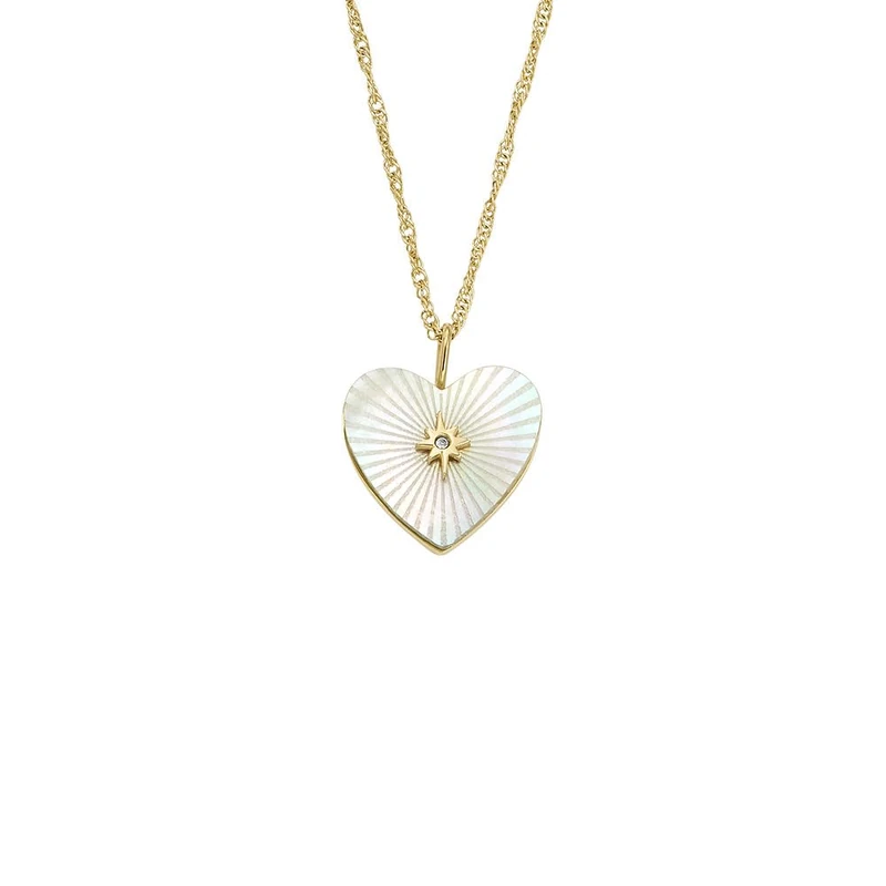 FOSSIL Women's gold tone Stainless Steel with lobster clasp closure heart shaped pendant necklace