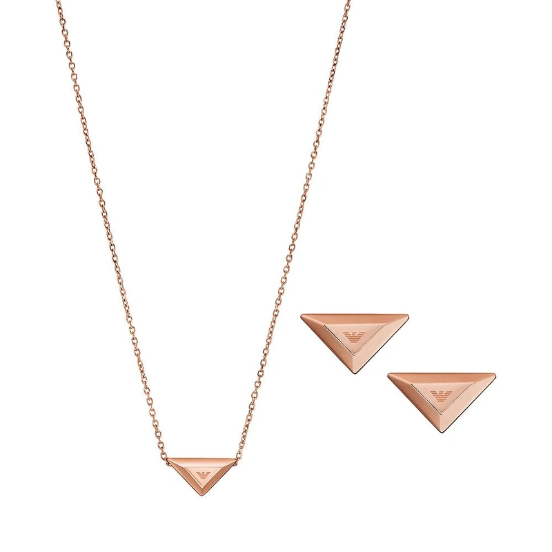 Emporio Armani Rose Gold Tone Steel Jewelry Set EGS3121SET