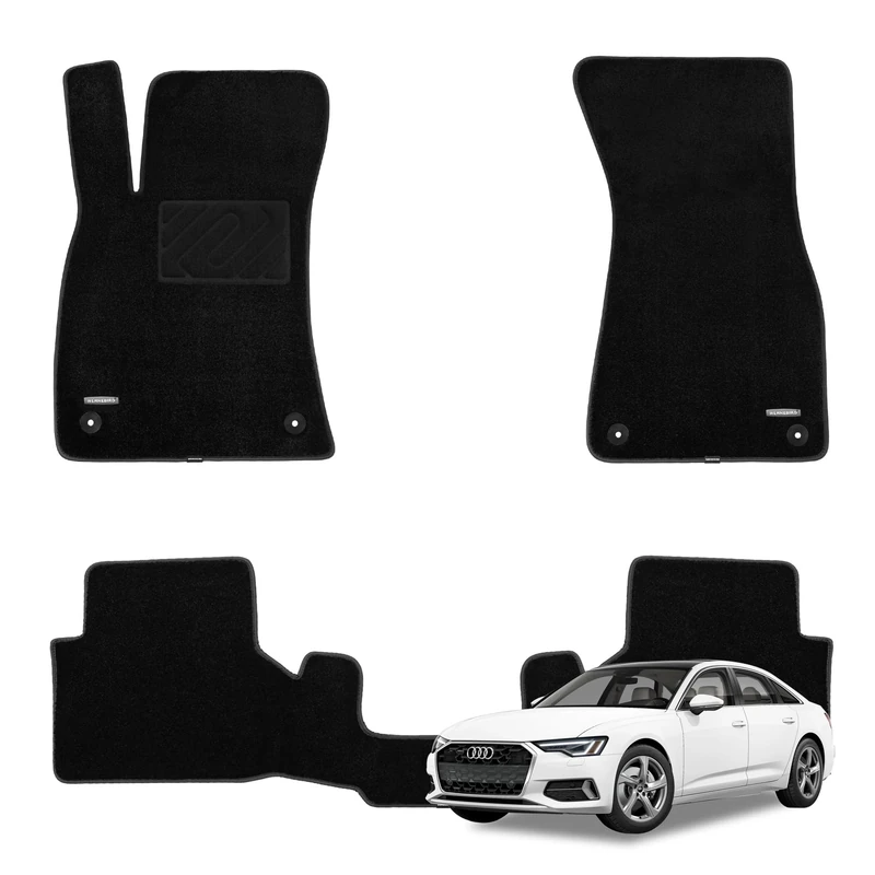 WENNEBIRD Superior Carpet Floor Mats for 2019-2024 Audi A6 / S6 / A7 / S7, Premium All Weather Anti-Slip Waterproof Floor Liners, 0.6 Inch Thickness Rugs - 3pc