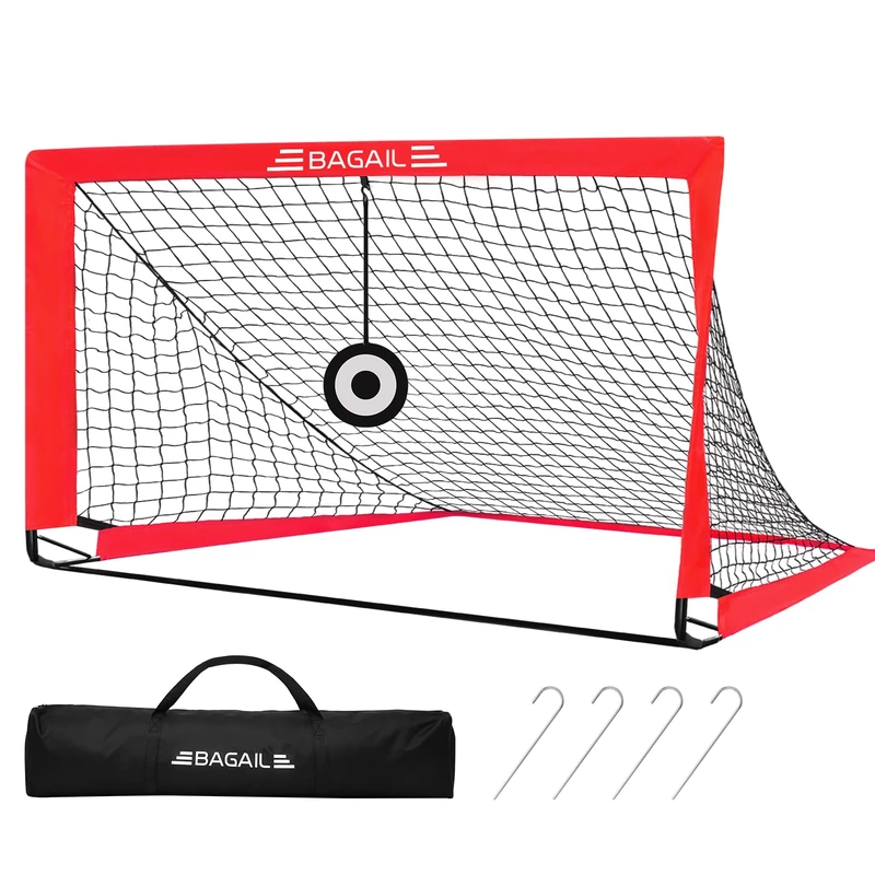 Bagail Football Goal, Pop up Football Net with Target Goal, Ground Pegs and Portable Carry Bag, Easy to Assemble, Ideal for Garden Training and Recreational Matches