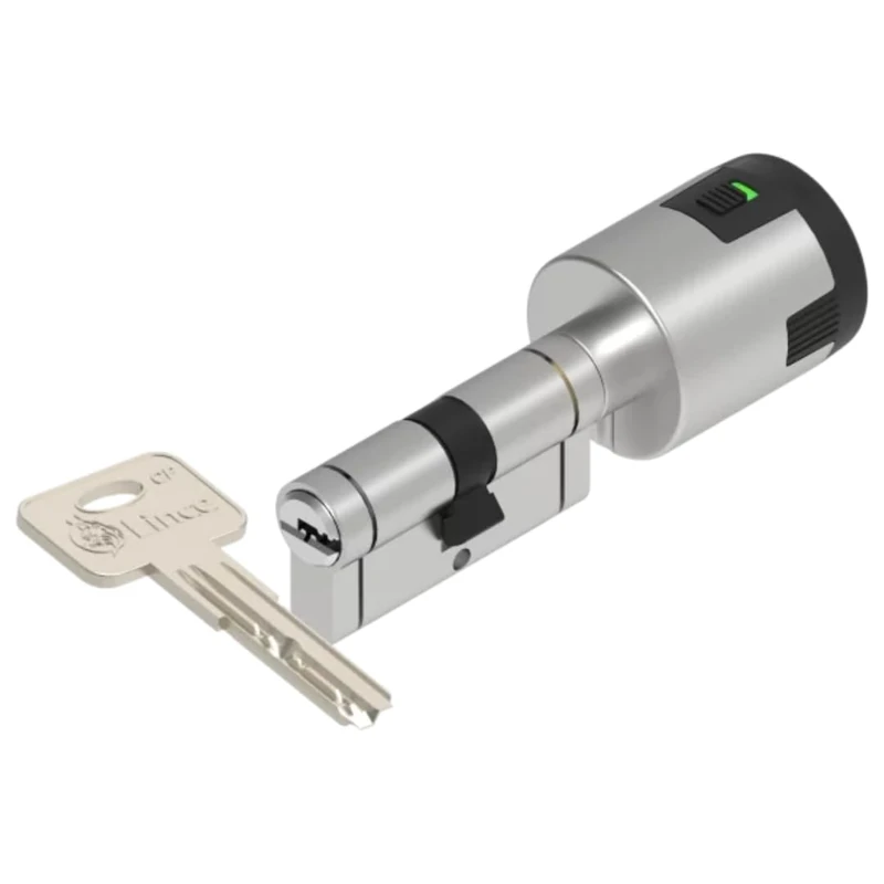 Lince - Safety Cylinder 60+B30 with 100 dB Alarm | Double Safety | Mechanical Fuse for Programmed Break in case of Attempt to Break The Cylinder | Book with 5 Keys | Nickel Plated