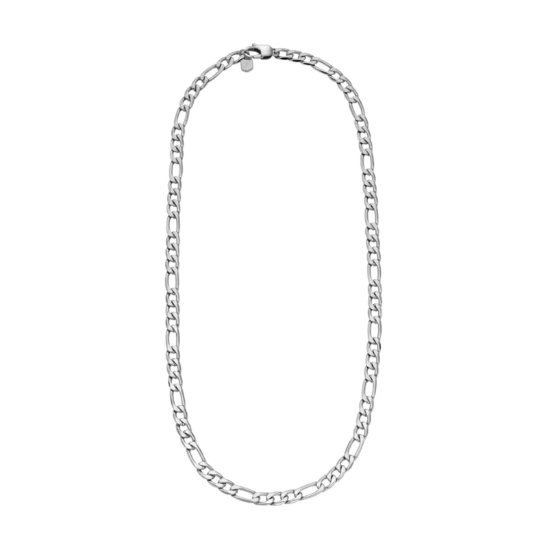FOSSIL JF04721040 Unisex Jewellery Silver Stainless Steel Necklace, Length: 457.2mm+50.8mm, Width: 5.7mm, Stainless Steel, No Gemstone