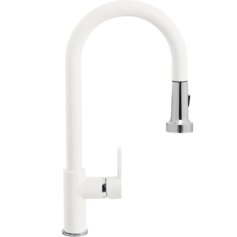 SCHOCK | Aquaalto Mixer with Professional Double Handled Pull-Out Shower, Colour Day Matt White, h443