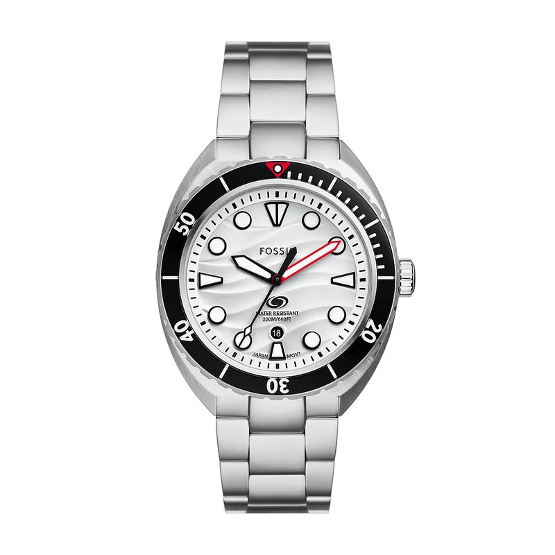 Fossil Breaker Watch for Men, Quartz Three Hand Date Movement with Stainless Steel or Silicon Strap