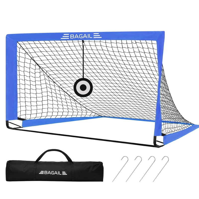 Bagail Football Goal, Pop up Football Net with Target Goal, Ground Pegs and Portable Carry Bag, Easy to Assemble, Ideal for Garden Training and Recreational Matches