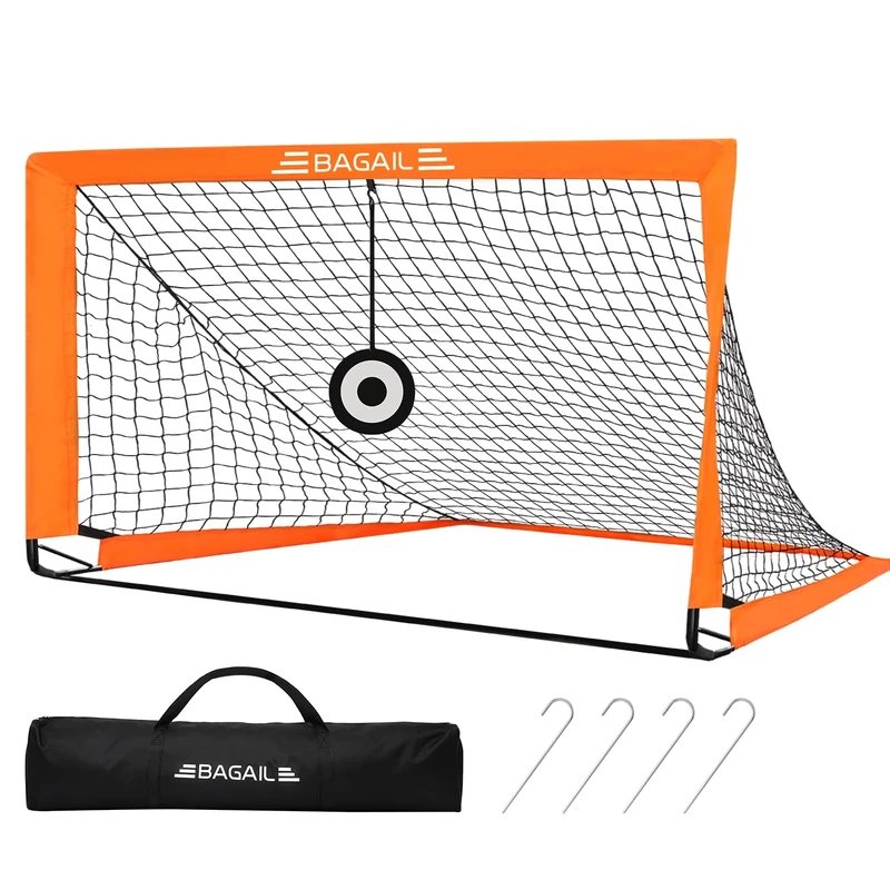 Bagail Football Goal, Pop up Football Net with Target Goal, Ground Pegs and Portable Carry Bag, Easy to Assemble, Ideal for Garden Training and Recreational Matches