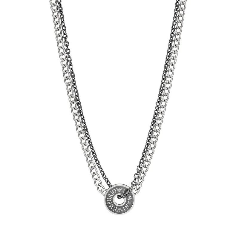EMPORIO ARMANI Men's Stainless Steel with lobster clasp closure Pendant necklace