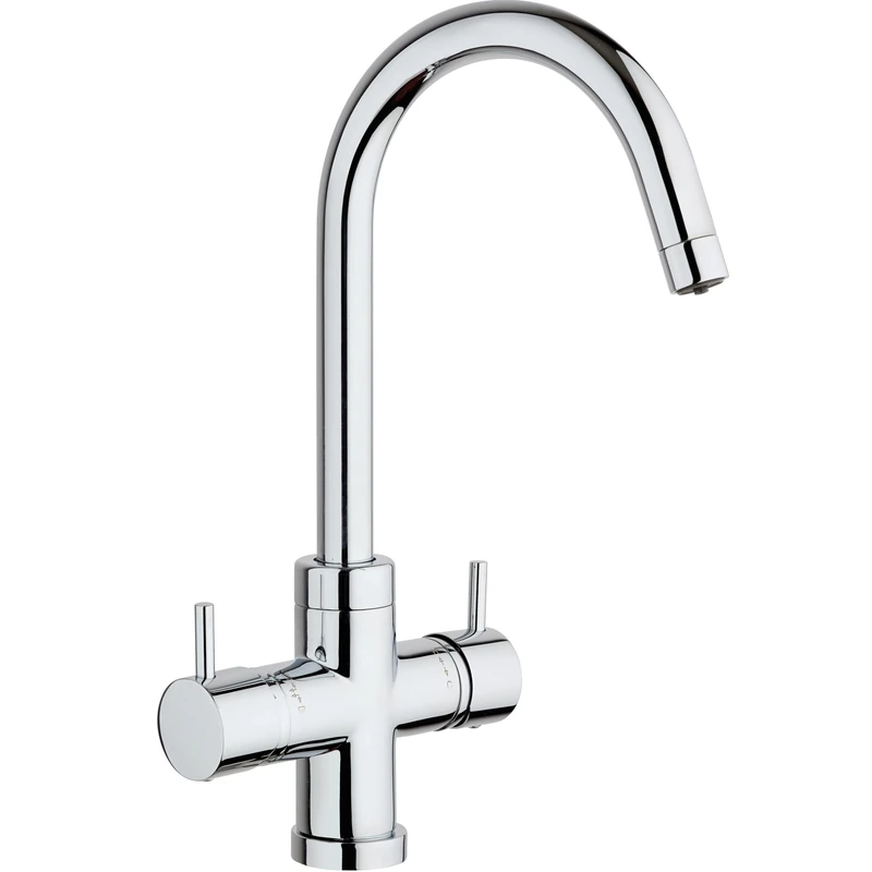 SCHOCK | Aquapura 4-Way Chrome Mixer, Double Control for Natural Filtered Water and/or Cold Sparkling Water, h362 mm - Image 1