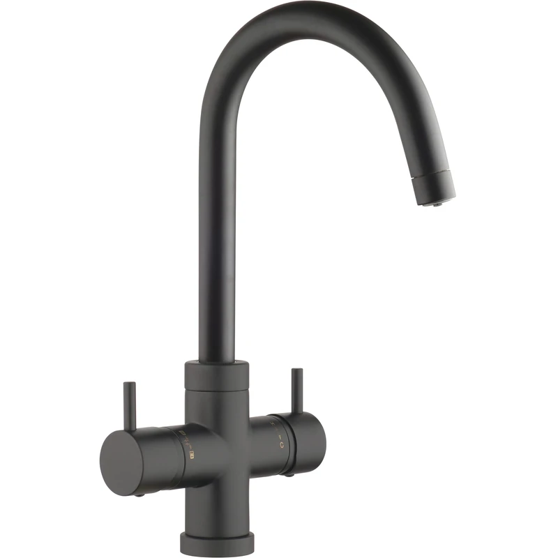 SCHOCK | Aquapura 4-Way Black Mixer, Double Control for Natural Filtered Water and/or Cold Sparkling Water, h362 mm