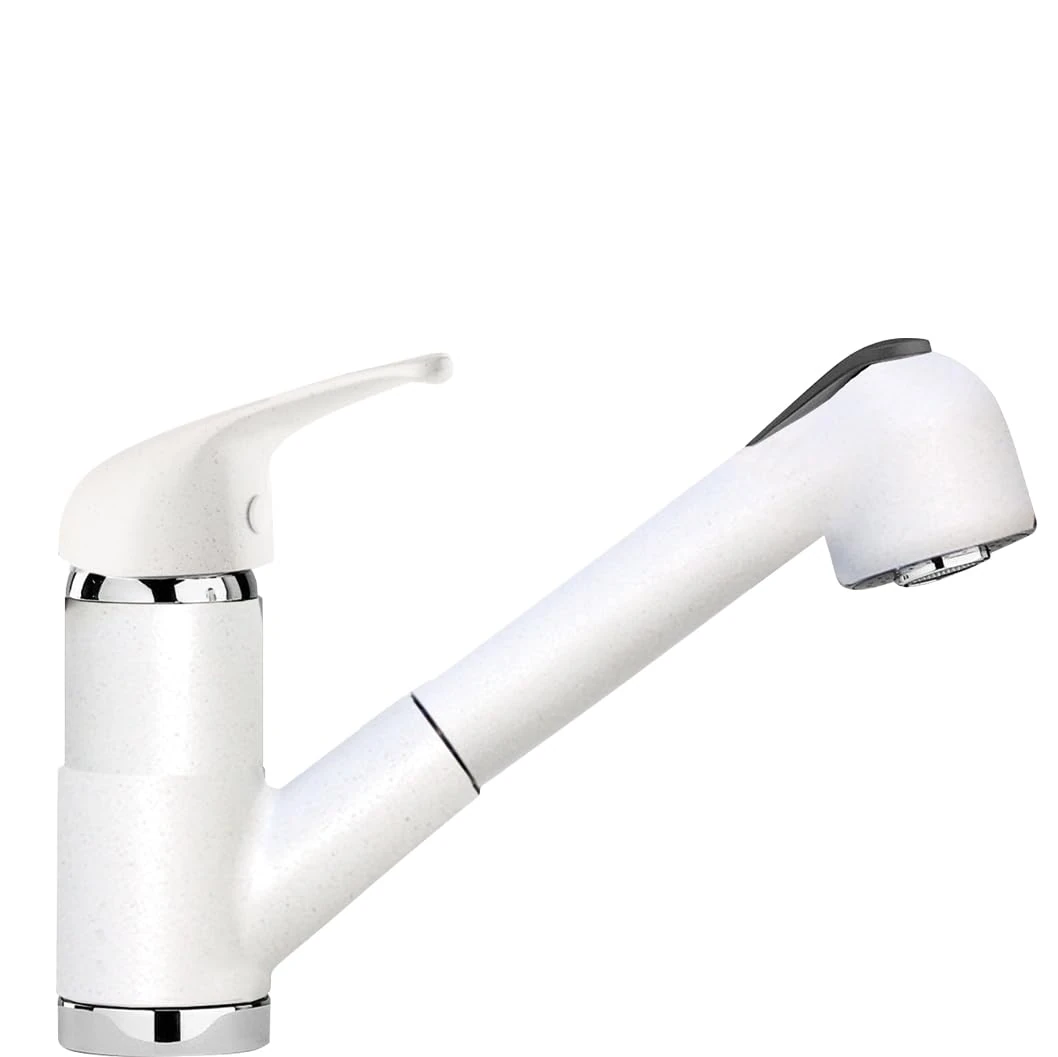 SCHOCK | Omega Mixer with Single Lever Shower with Swivel Spout, Pull-Out Double Jet Shower, Absolute White, h177.5