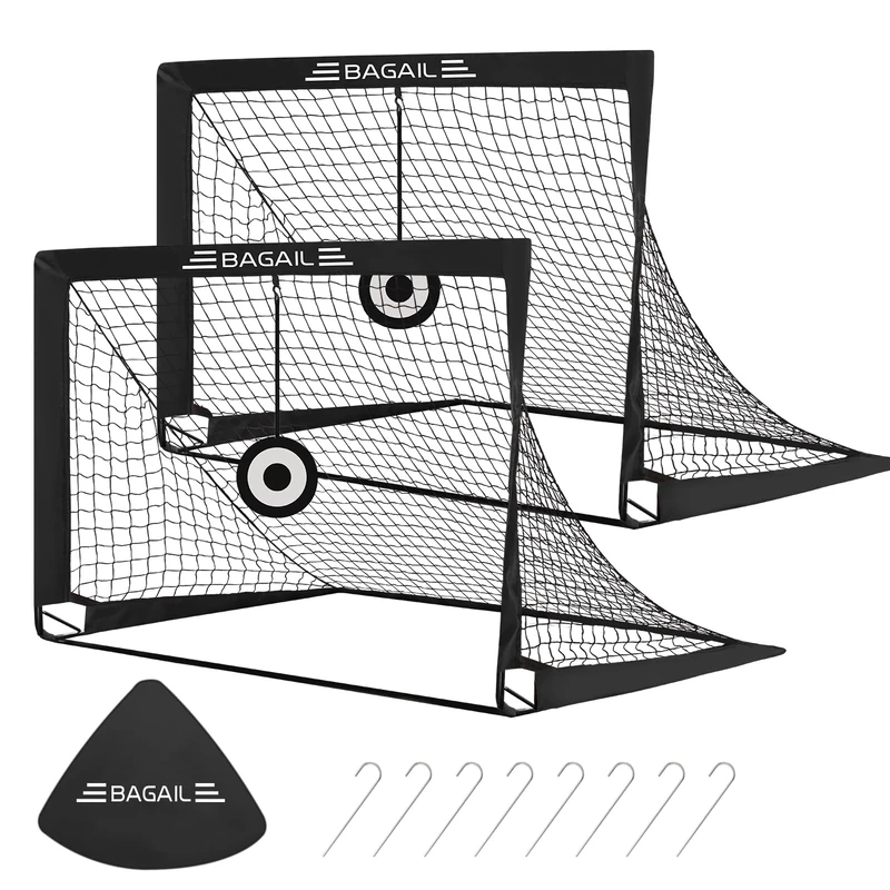 Bagail Football Goal, Pop up Football Net with Target Goal, Ground Pegs and Portable Carry Bag, Easy to Assemble, Ideal for Garden Training and Recreational Matches