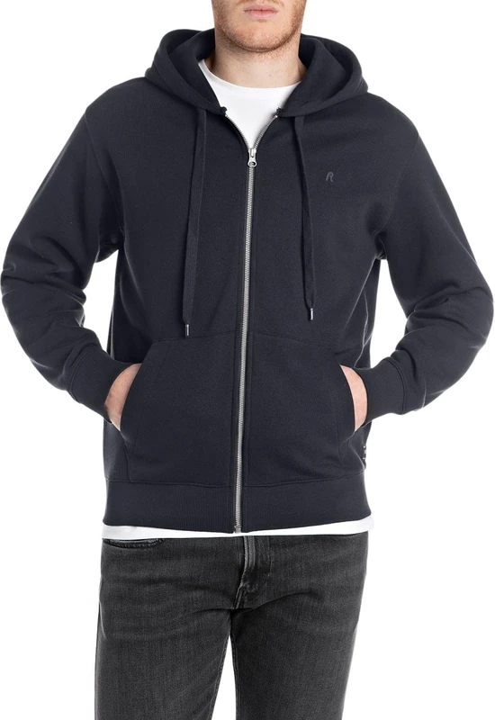 Replay Men's Basic Sweat Jacket with Hood, 067 Night Blue, M