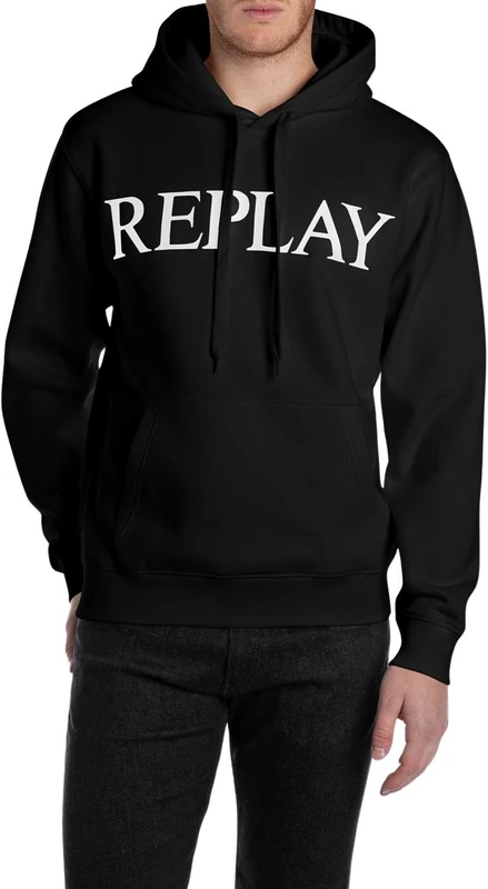 Replay Men's Hoodie, 098 Black, XS