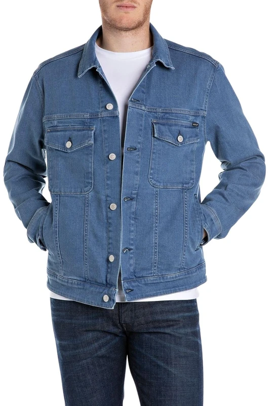 Replay Men's Denim Jacket, 009 Medium Blue, XXL