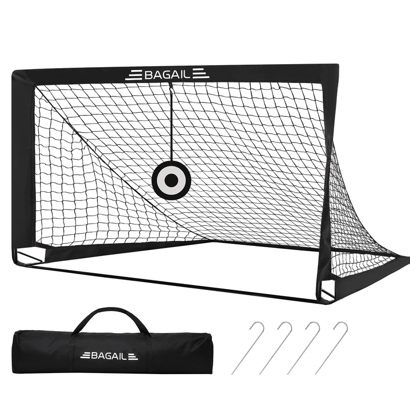 Bagail Football Goal, Pop up Football Net with Target Goal, Ground Pegs and Portable Carry Bag, Easy to Assemble, Ideal for Garden Training and Recreational Matches