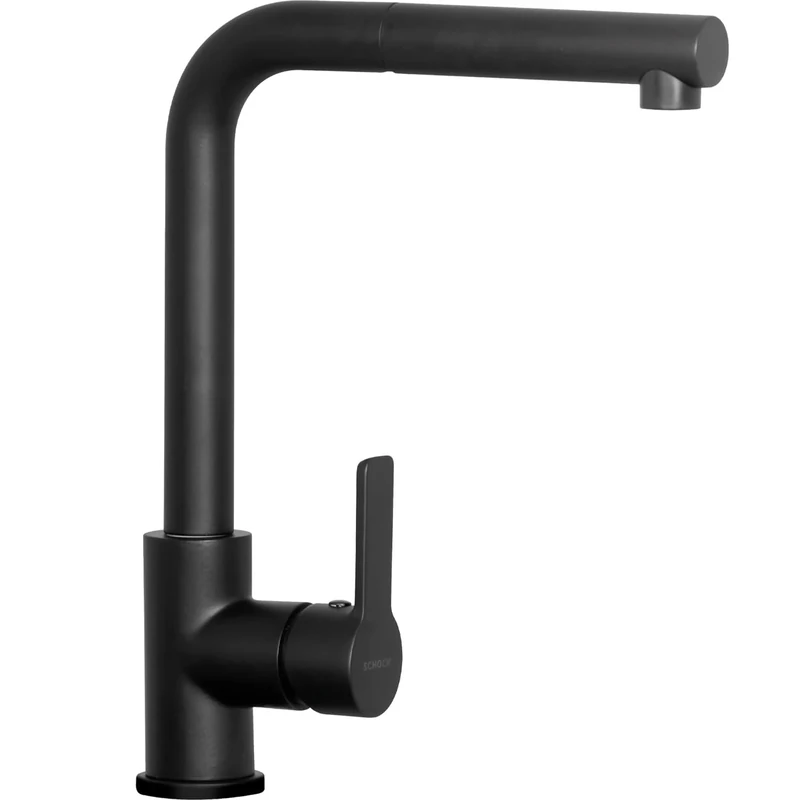 SCHOCK | Aquatown Single Lever Shower Mixer with High Bridge Spout and Pull-Out Shower, Colour Night Matte Black, h320
