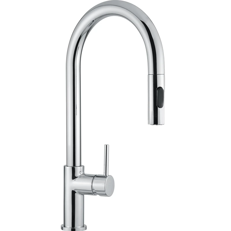 SCHOCK | Aquarain Single Lever Mixer Tap High Curved Spout with Pull-Out Double Jet Shower, Chrome, h445