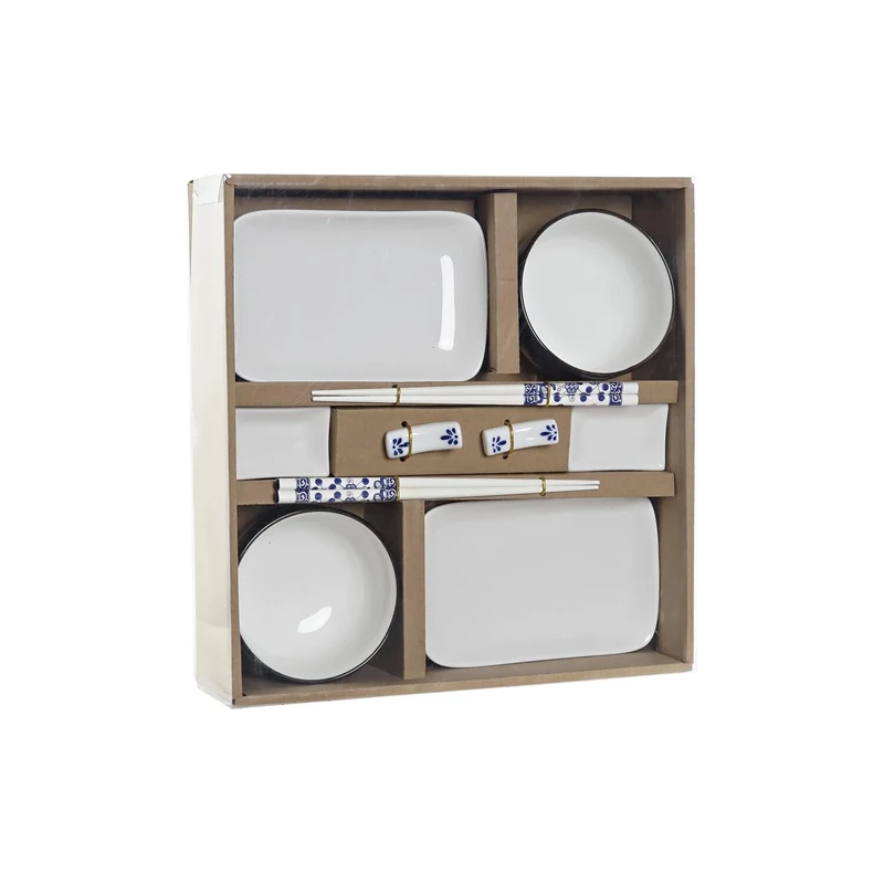 Sushi Set of 10 Bamboo Porcelain 33.5 x 34.5 x 9 cm White