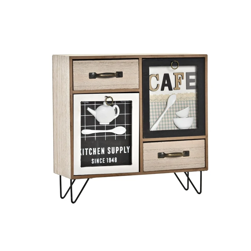 MDF Metal CAJONERA 30X10X29 Cafe Vichy Mint Green - Image 1