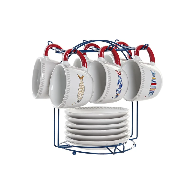 Cafe Set of 6 Metal Stoneware 20 x 20 x 21 cm, 180 ml, Costa