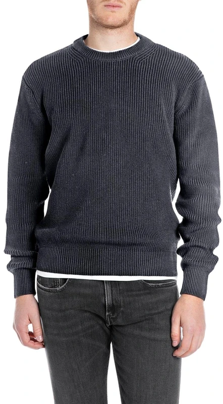 Replay Men's Basic Cotton Pullover, 067 Night Blue, L