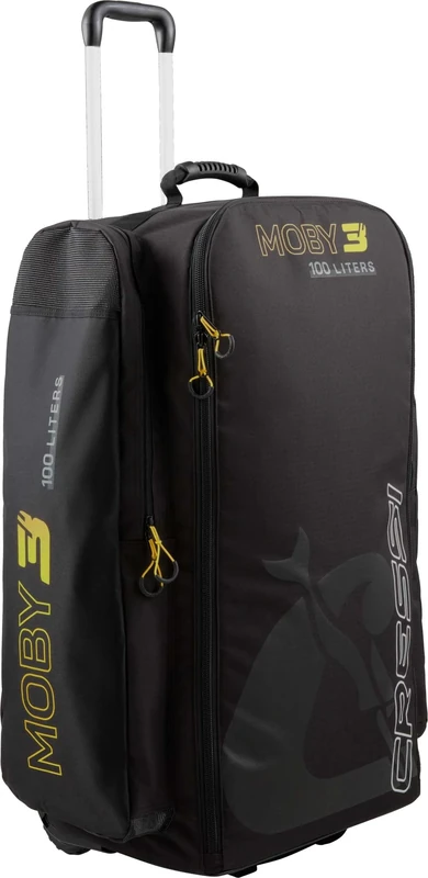 CRESSI Moby 3 Trolley Bag Black/Yellow 100 L - Robust and Spacious Trolley Bag Ideal for Sporting Activities and Travel, Black/Yellow, 100 L, Unisex