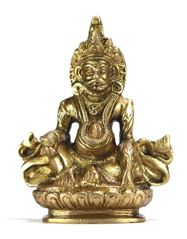 ASHIRWAD Brass Kuber Sculpture, Dhan Kubera, Lakshmi Kuvera, Vaisravana, Pancika, Sarvanubhuti, Idol Murti, Statue (Kuber-13) - Image 1
