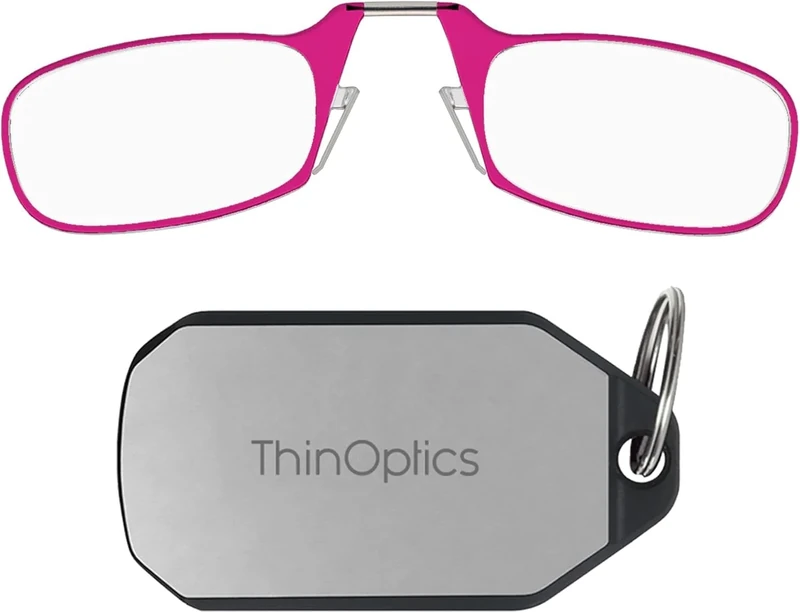 ThinOptics Folding Reading Glasses 1.5 with Keychain Case - Slim, Compact & Foldable Spectacles with Blue Frame - Armless Nose Clip Readers for Men & Women – Thin design with Keyring Attachment