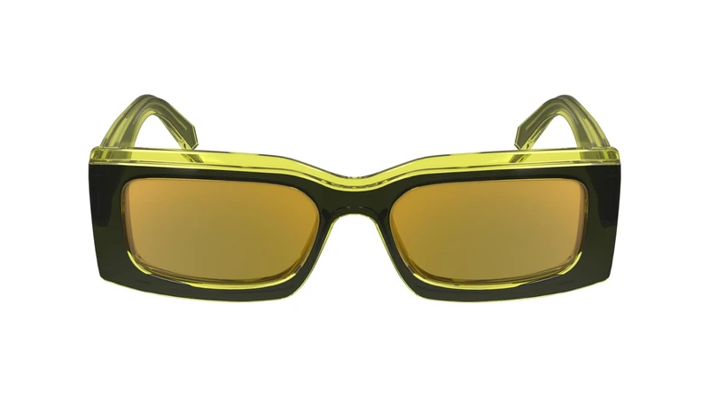 CALVIN KLEIN Jeans Unisex Adult Sunglasses CKJ24604S - Grey/Yellow with Solid Ocher Flash Lens