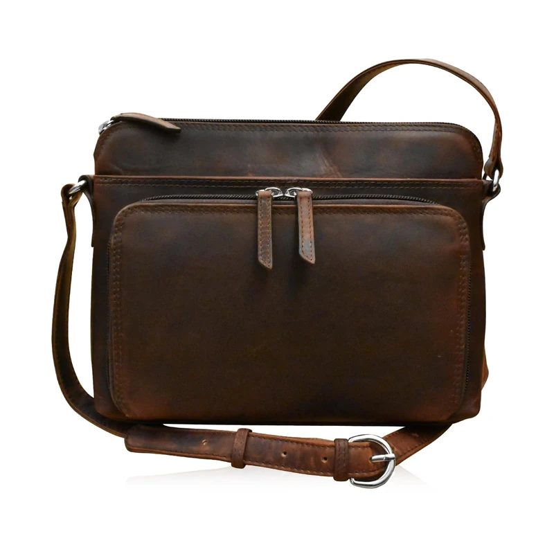 ili New York Genuine Leather Crossbody Bags for Women - Premium RFID Blocking Shoulder Bag Organizer with Adjustable Strap, Chocolate, One Size